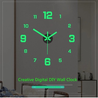 สติกเกอร์นาฬิกาดิจิทัล 3D เรืองแสง ไร้กรอบ DIY สําหรับตกแต่งผนังบ้าน ห้องนั่งเล่น สํานักงาน