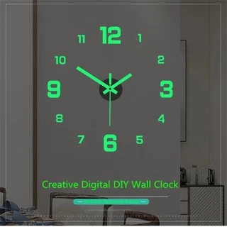 สติกเกอร์นาฬิกาดิจิทัล 3D เรืองแสง ไร้กรอบ DIY สําหรับตกแต่งผนังบ้าน ห้องนั่งเล่น สํานักงาน