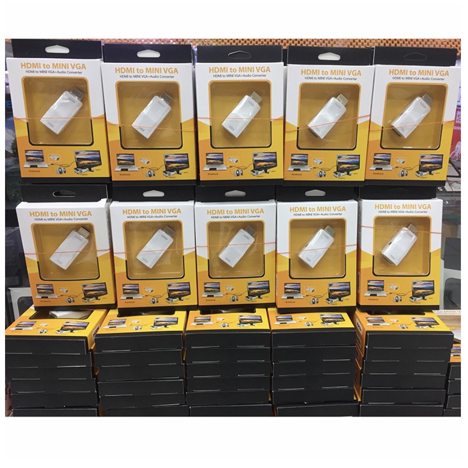 Adapter HDMI to VGA with Audio ตัวแปลงพร้อมแยกเสียงสีขาว