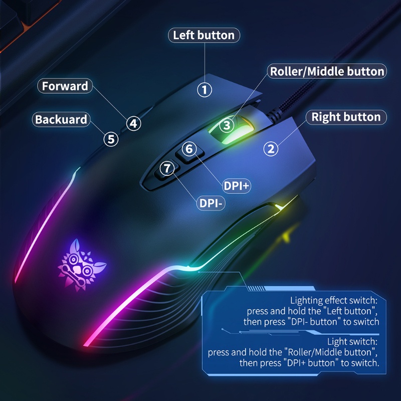 Mojito 6400DPI Usb Led Backlit เมาส์แบบมีสายสําหรับคอมพิวเตอร์สํานักงาน #8
