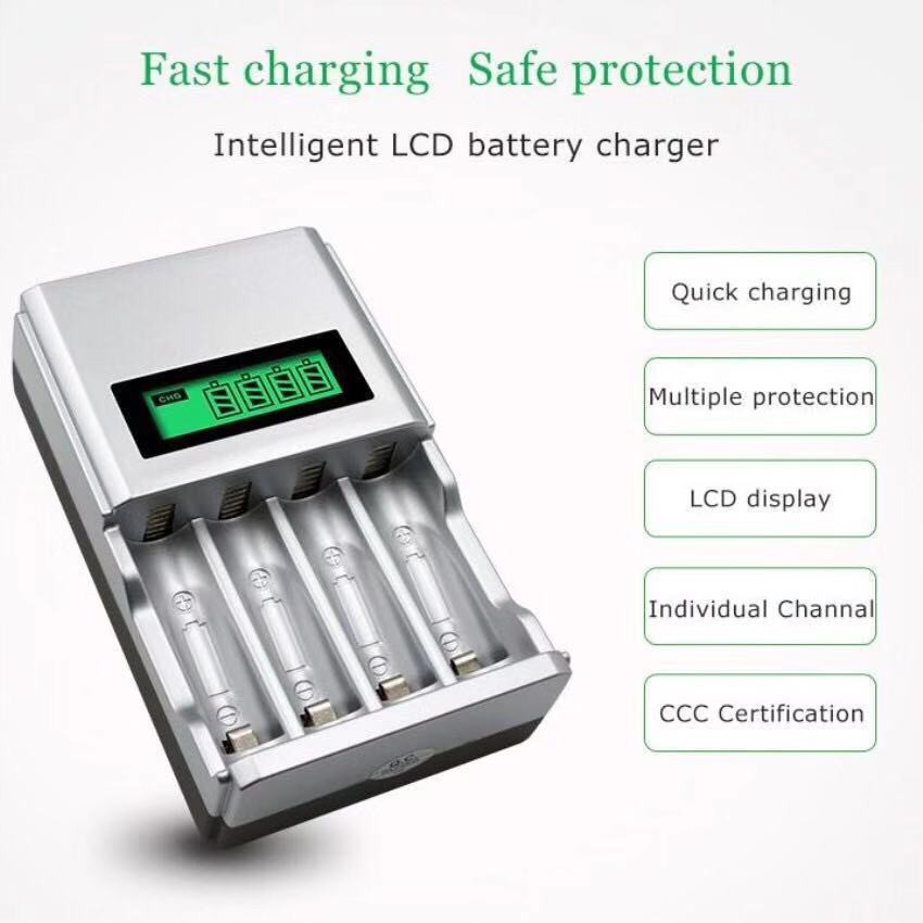 LCD เครื่องชาร์จ Super Quick Charger + BTY ถ่านชาร์จ AA 4600 mAh และ AAA 4300 mAh NIMH Rechargeable Battery
