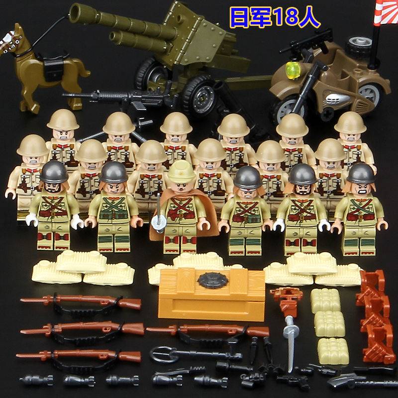 โมเดลฟิกเกอร์ทหาร ขนาดเล็ก WWII สไตล์ญี่ปุ่น และอเมริกัน จํานวน 18 ชิ้น