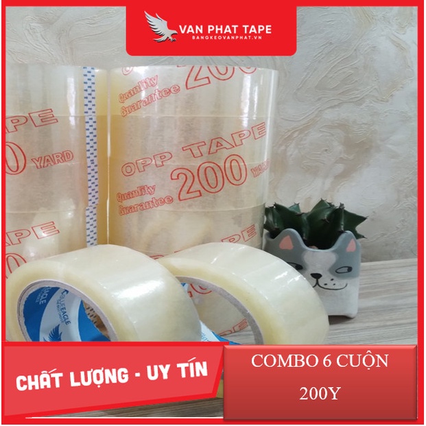 COMBO 6 ม้วนของ CLEAR ADHESIVE TAPE 48MM, 1.4KG,1.8KG,2KG, 200Y.