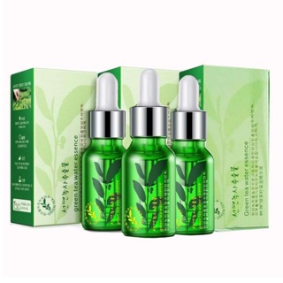 ชุด 3ชิ้น เซรั่มชาเขียว Rorec green tea water essence 3ชิ้น หน้าใส ผิวเนียนกระจ่างใส 15 ml.