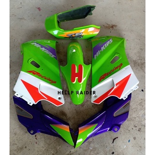 ชุดสี เฟรม กาบKawasaki KRตูดเป็ด คาวาซากิKRตูดเป็ด ปี1995  สีเขียว/น้ำเงิน ครบคัน 6 ชิ้น