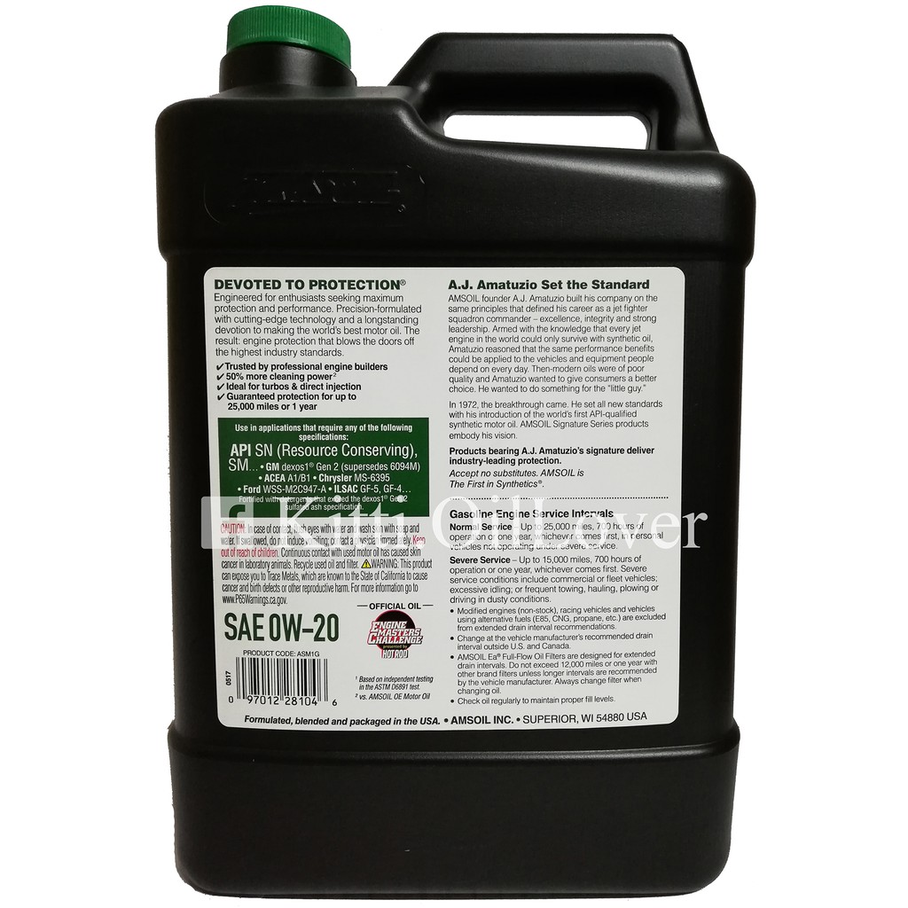 AMSOIL SAE 0W-20 Signature Series 100 Synthetic Motor Oil น้ำมันเครื่อง ...