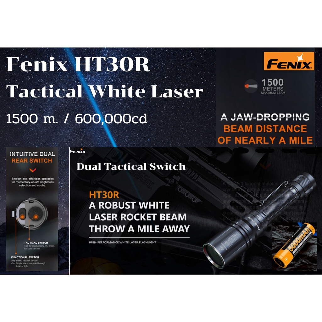 ไฟฉาย Fenix HT30R LEP White Laser Flashlight  เครื่องแท้ ! ประกันศูนย์ไทย