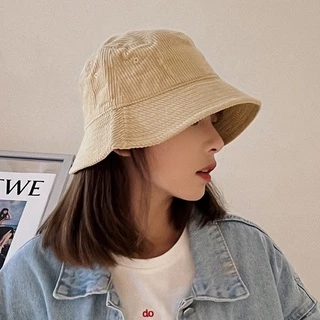 [W0031] หมวกบักเก็ต กำมะหยี่ลูกฟูก พับได้ กันแดด สีพื้น มินิมอล bucket Ins ปรับขนาดได้ หมวกแฟชั่น