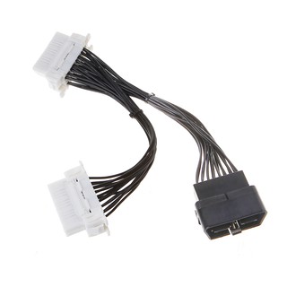 16 pin OBD2 OBD 2 OBDii Splitter Extension Cable one Male to Two Female Y Cable