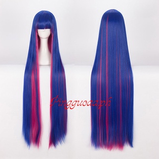 Panty &amp; Stocking With Garterbelt Stocking Anarchy Cosplay Wig 100cm Long Mixed Blue Pink Heat Resistant Synthetic Wig