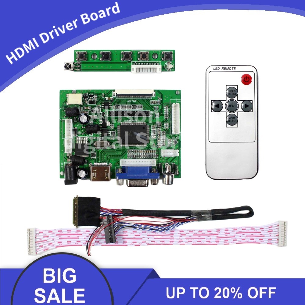 Kit Work for LP140WH4 1366x768 Controller Board Panel Screen VGA AV Monitor Driver Display LED HDMI-Compatible 2AV Remot