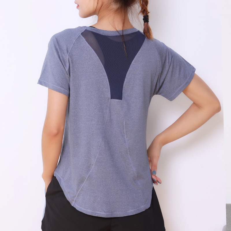 เสื้อยืดแขนสั้น ทรงหลวม แบบแห้งเร็ว เหมาะกับใส่เล่นโยคะ ฟิตเนส สําหรับผู้หญิง