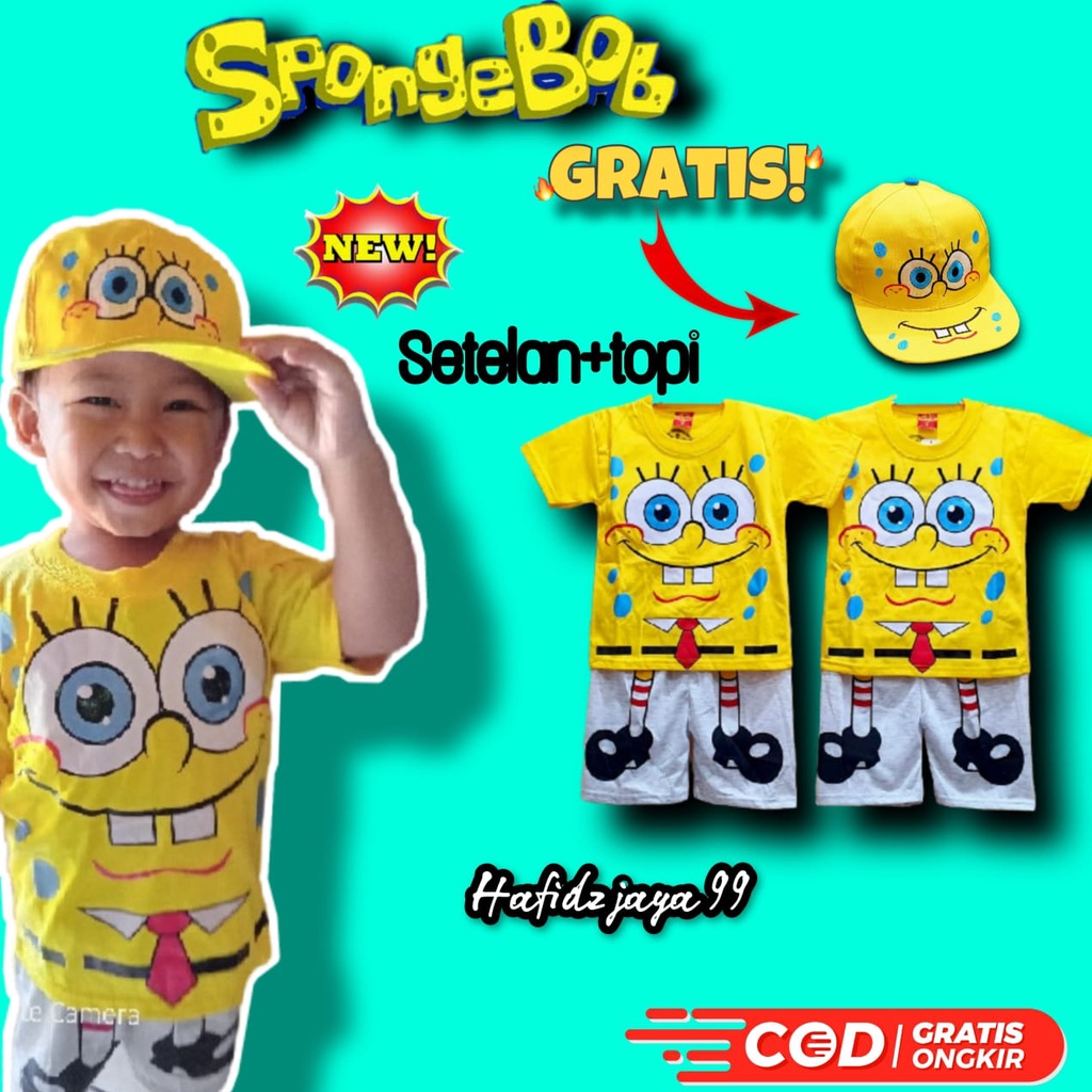 Spongebob BOYS SETTINGS ฟรีหมวก/เสื้อผ้า SPONBOB/ชุดเด็กผู้ชาย SPONBOB CLOTHES