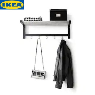 IKEA TJUSIG ชูสสิก ชั้นวางของ และที่แขวนหมวกหรือเสื้อแจ็คเก็ต สีดำ ขนาด79 ซม.วัสดุแข็งแรงคงทน