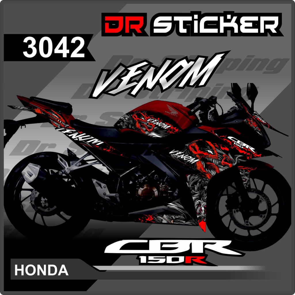 3042 Semi Full Striping Sticker CBR 150 R Facelift Venom 3D Design