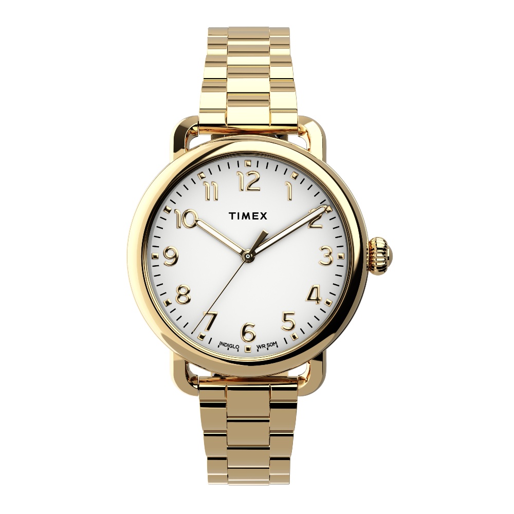 Timex TW2U13900 Standard นาฬิกาข้อมือผู้หญิง สายสแตนเลส Gold-Tone หน้าปัด 34 มม.