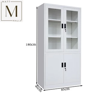 DECENT ตู้เอกสารเหล็ก บานเปิด รุ่น M-FC-H2 บนกระจก-ล่างทึบ