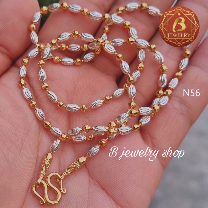 สร้อยคอ 2กษัตริย์ลายเม็ดข้าวพระจันทร์เสี้ยว ขนาดเทียบเท่าสร้อยทองแท้1บาท งานสวยละเอียดเกรดพรีเมียม