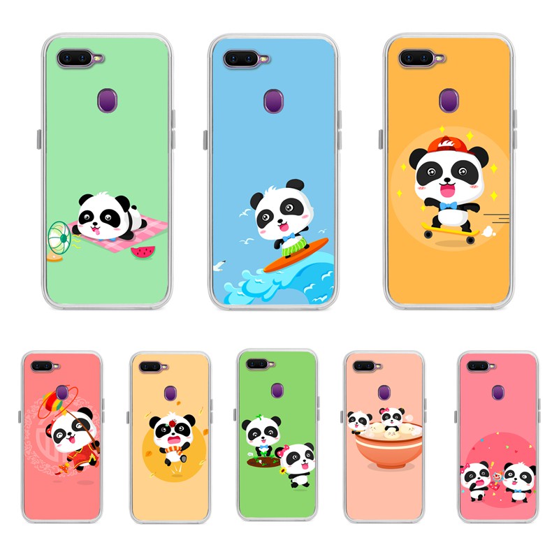 Lovely Panda Oppo A12 / Realme 2 Pro / F7 / F5 / F9 / A5S / A7 เคส Case Soft TPU Silicone Matte Cover Casing เคสซิลิโคน