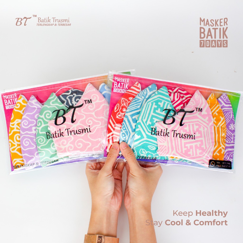 BATIK TRUSMI 7 Day Cloth Mask 7 Day Saving Package Mega Mendung และ Angking Batik Cap