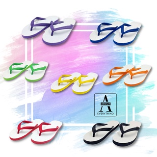 A10 รองเท้าแตะ รองเท้าแตะแบบหนีบ รุ่นrainbow หน้าขาวพื้นสี ส…