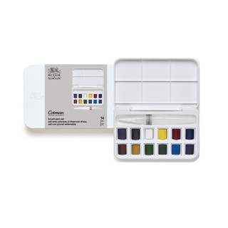 ชุดสีน้ำ Winsor Cotman 12สี+พู่กันแทงค์ Winsor Cotman Brush Pen Set กล่องขาว