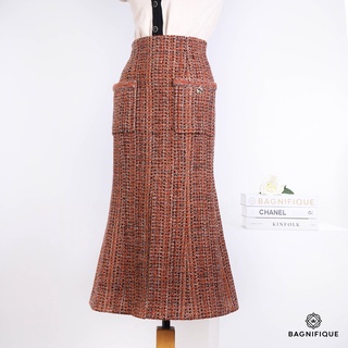 CHANEL SKIRT TWEED COPPER/GREY/BLACK SIZE 34