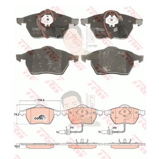 GDB1307 ผ้าเบรค-หน้า(TRW) (เนื้อผ้า COTEC) SEAT ALHAMBRA TDI ( มี Sensor )