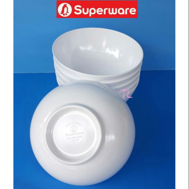 ชามโคม8"=6ชิ้น(ใหญ่ เส้นผ่าศูนย์กลาง8" สูงจากก้นชามถึงปากชาม3.4") สีขาวกลม ซุปเปอร์แวร์เกรดA ตรานกเพนกวิน เมลามีน100%