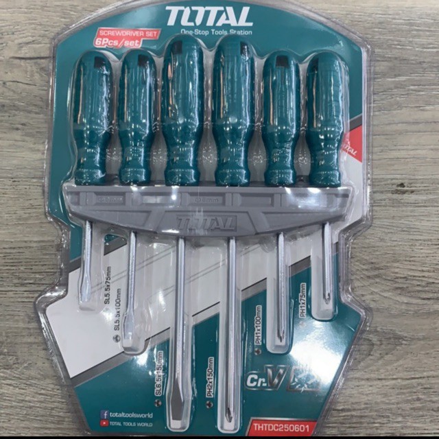 TOTAL THTDC 6-PART FLAT SCREWDRIVER และชุด BAKE250601 [GENUINE] SCREWDRIVER SET