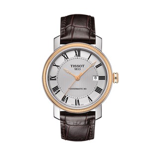 Tissot Bridgeport Powermatic 80 ทิสโซต์ บริดจ์พอร์ต T0974072603300 สีเงิน น้ำตาล นาฬิกาผู้ชาย