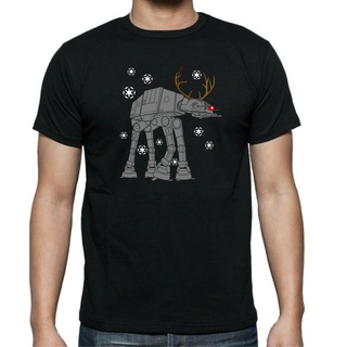 เสื้อยืดผ้าฝ้าย เสื้อยืดคริสต์มาสCheap Sale Star Wars Christmas At-At Reindeer Funny T-Shirt