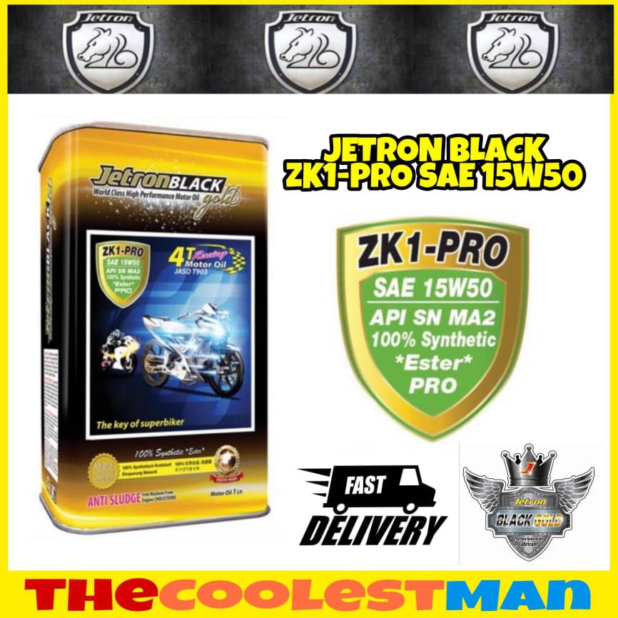 ️ JETRON BLACKGOLD ZK1-PRO 15W50 SN MA2 FULLY SYNTHETIC ESTER PRO 1L ENGINE OIL MINYAK HITAM VITRON