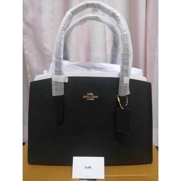 COACH 25137Carryall Charlie Leather Tote Black​14นิ้วมือ1