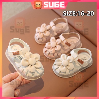 【Suge】รองเท้าแตะลําลอง พื้นนิ่ม ระบายอากาศ กันลื่น ลายดอกไม้น่ารัก แฟชั่นเจ้าหญิง สําหรับเด็กผู้หญิง