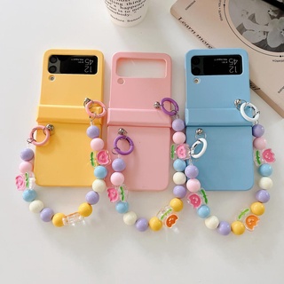 เคสโทรศัพท์มือถือ ลายดอกไม้ สามดอก สีแคนดี้ แฟชั่น สําหรับ Samsung Zfilp3 Z Flip4 Z Flip3