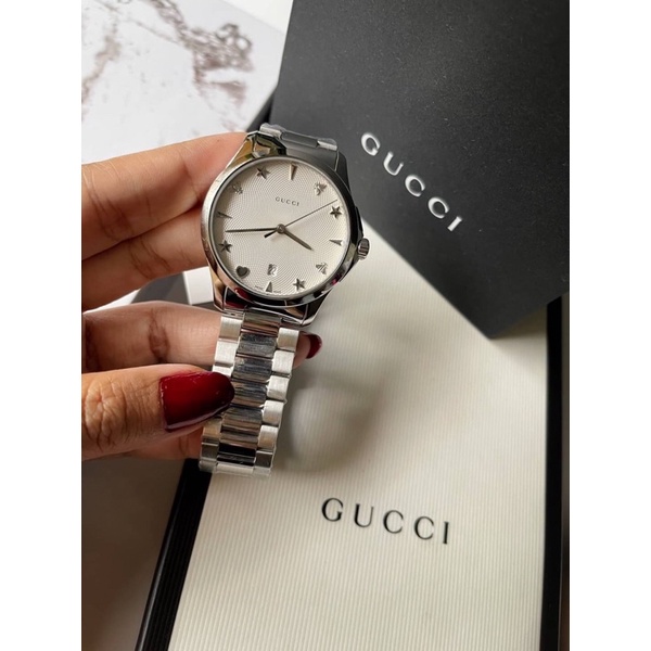 👑ผ่อน0%~แท้100%👑 นาฬิกาข้อมือ  Gucci G Timeless Watch ⭐️ หลักรูปดาว+ผึ้ง 🐝 ขนาด 38