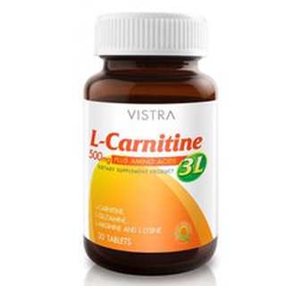 Vistra L-Carnitine 500 mg. Plus 3L 30 เม็ด [ขวดเล็ก] วิสทร้า แอล คาร์นิทีน พลัส