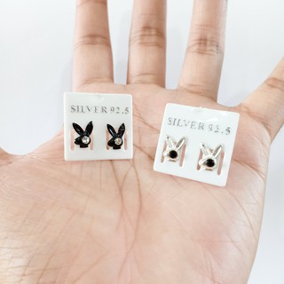 ต่างหูเงินแท้ playboy earrings 92.5% เงินแท้ (กระต่ายเพลย์บอยพลอย)