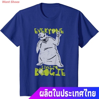 เสื้อยืดคอกลมWant Shoes เสื้อยืดยอดนิยม Disney The Nightmare Before Christmas Oogie Boogie T-Shirt Adult Youth Short Sle