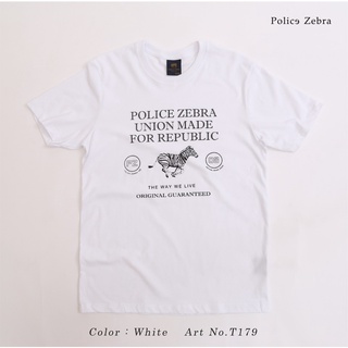 เสื้อยืดคอกลม►◈Police Zebra เสื้อยืด คอกลม Premium Cotton 100% ใส่ได้ทั้งผู้ชาย/ผู้หญิง สีขาว ดำ กรม  (T179 )