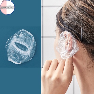 [sweet] 10Pcs home Transparent Disposable Earmuffs Plastic Waterproof Ear Protection Earmuff for Hair Dyeing