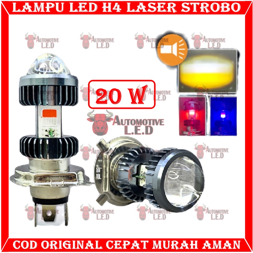 H4 LASER LED MOTORCYCLE LIGHT PREMIUM HI LOW BEAM H4 LASER PREMIUM 20 WATT LED MOTORCYCLE LIGHT