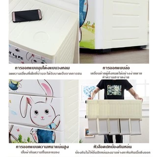 HEINOเพิ่มหนากว้าง38cmลิ้นชักเก็บของลายการ์ตูนตู้เสื้อผ้าเก็บของ แบบ5ลาย ล็อคได้ ไม่มีกลิ่น ปลอดสารพิษ5/4/3ชั้น