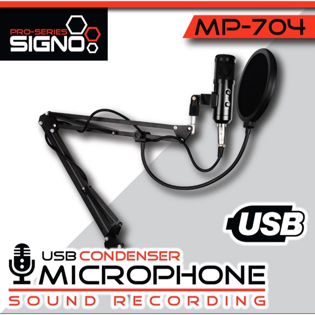 MICROPHONE (ไมโครโฟน) SIGNO MP-704 CONDENSER BLACK (USB)