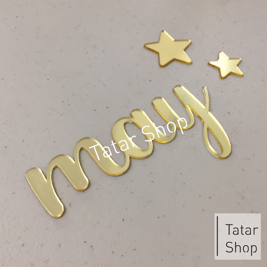 ✿ 𝓛𝓾𝔁𝓾𝓻𝔂 𝓛𝓮𝓽𝓽𝓮𝓻 ✿ ตัวอักษร แบบตัวเขียน อะคริลิค สีทอง สูง 6 cm. หนา2 mm. [ ราคาต่อ 1 ตัว ]