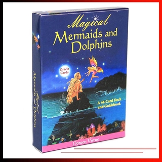 แผ่นการ์ดรูปโลมาและโลมา 44 แผ่น Magical Mermaids and Dolphins