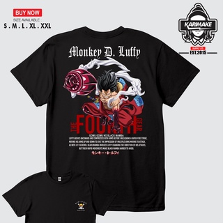 คอลูกเรือเสื้อยืด ลายการ์ตูนอนิเมะ One Piece MONKEY D LUFFY BLACK MAMBA KarimakeS-5XL