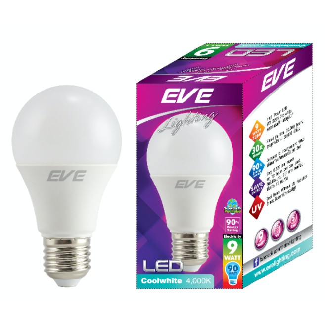 LED A60 9W Coolwhite E27 (30,000 Hrs.) EVE