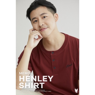 โค้ด PASSC [ลด80บ] 🔥ไซส์ S Memo By AEIOU เสื้อยืด คอกระดุม Memo Supersoft  ปักเล็ก รุ่น Henley Shirt สินค้าลิขสิทธิ์แท้